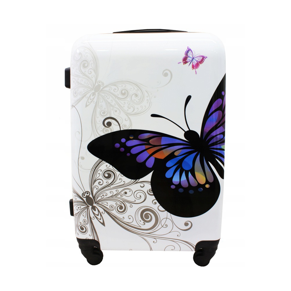 Fehér gyerek bőrönd „Butterfly” - M méret