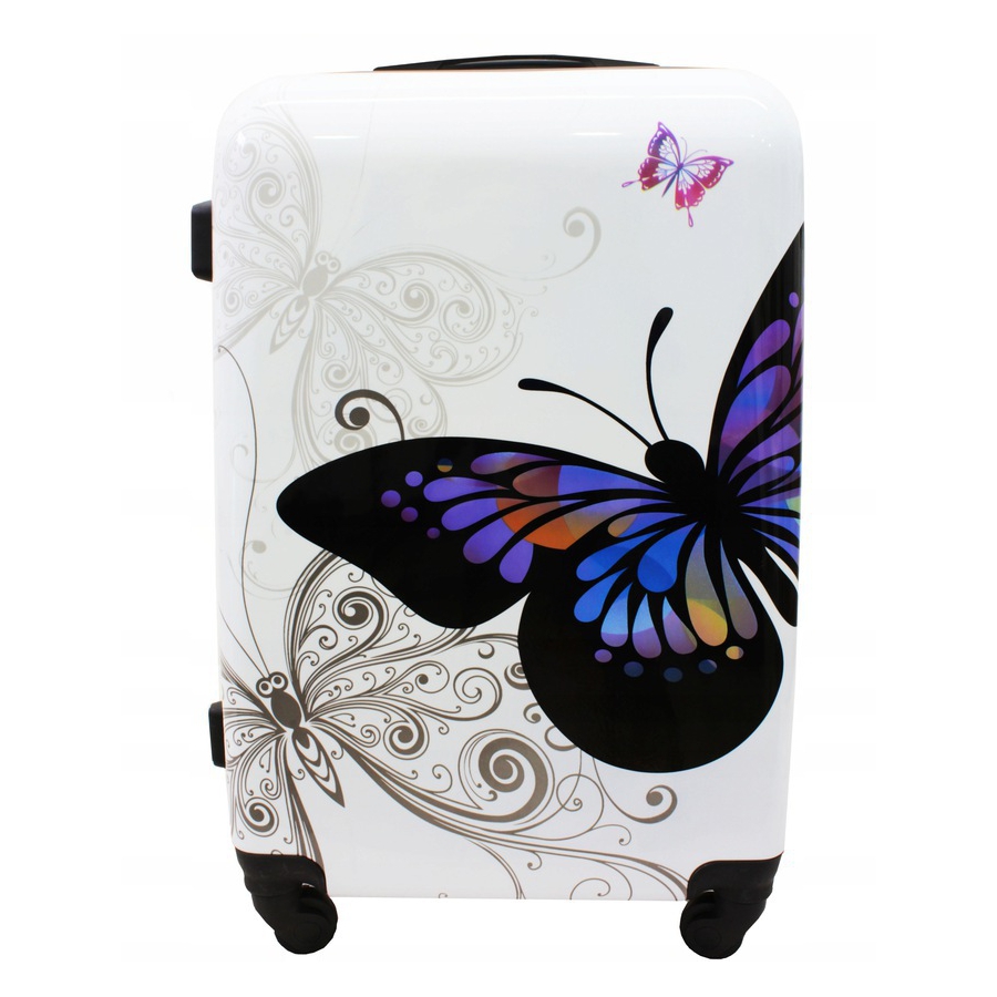 Fehér keményfedeles kézipoggyász „Butterfly” - M méret