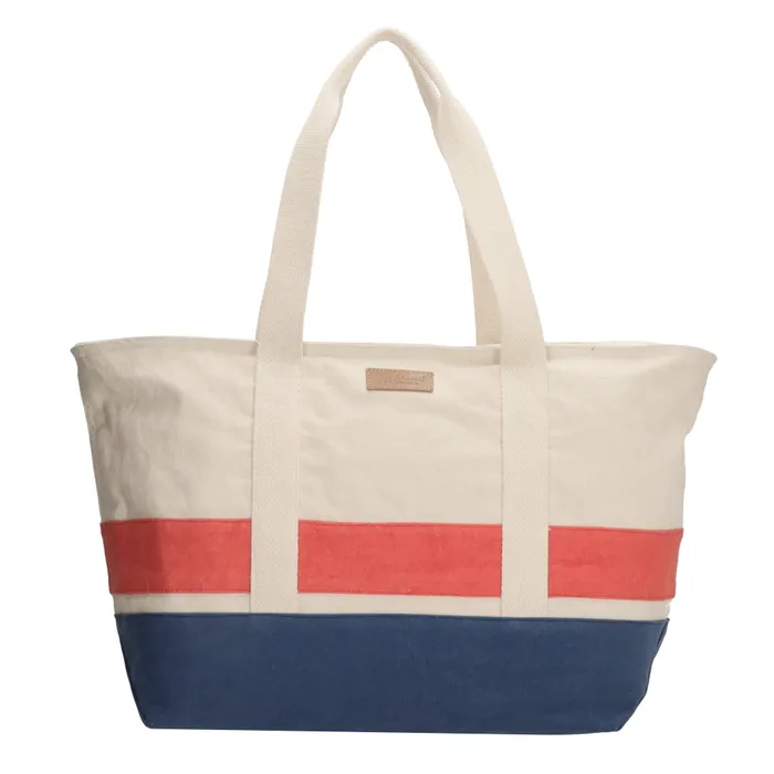 Bézs–kék nagy strandtáska "Sailor"