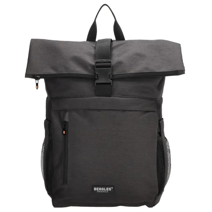 Fekete nagy roll top iskolai hátizsák „Back to school”