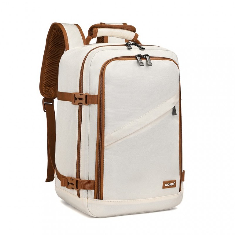 Bézs strapabíró hátizsák repülőre "Transporter" - M méret