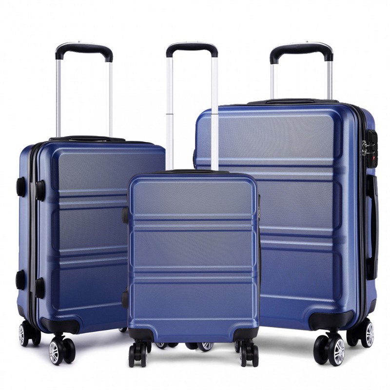 Kék könnyű bőröndszett TSA zárral „Travelmania” - M, L, XL