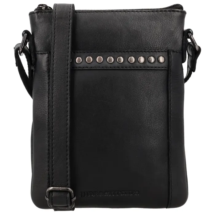 Fekete valódi bőr crossbody táska „Hardrock”