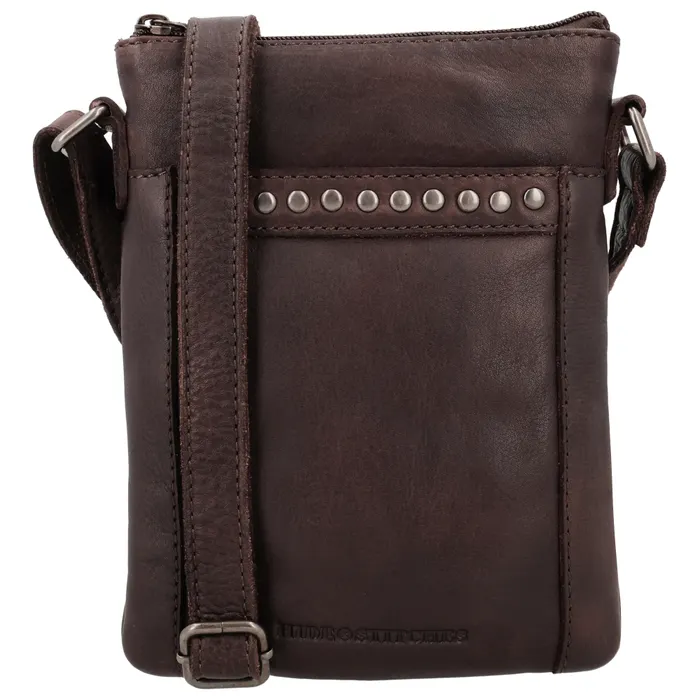 Sötétbarna valódi bőr crossbody táska „Hardrock”