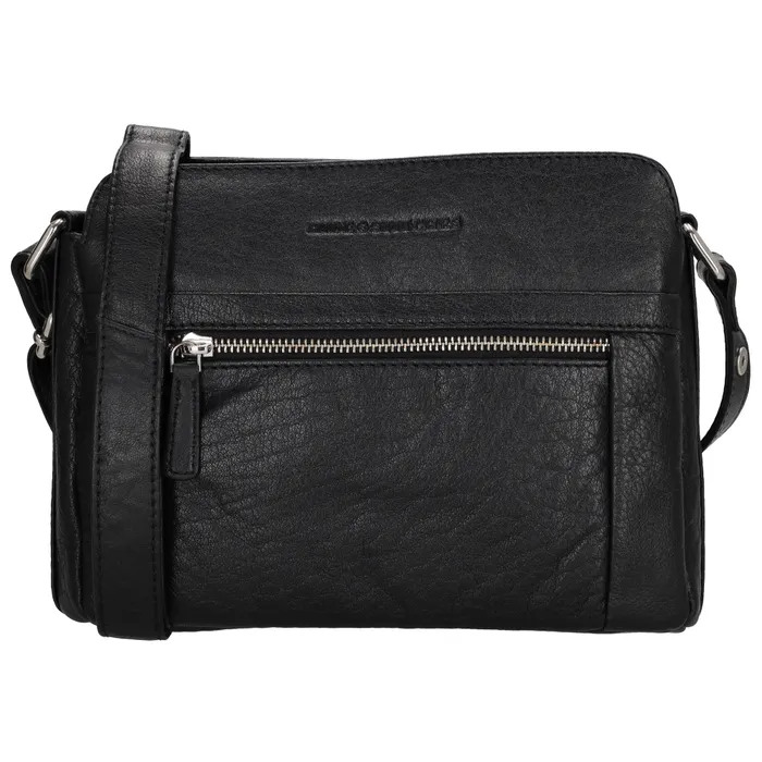 Fekete steppelt valódi bőr crossbody táska „Florenza”