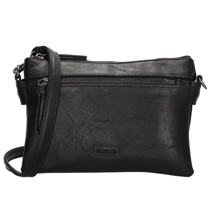 Fekete crossbody táska rojtos dísszel „Nataly”