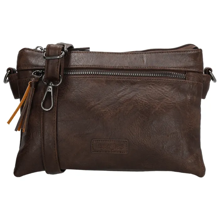 Sötétbarna crossbody táska rojtos dísszel „Nataly”