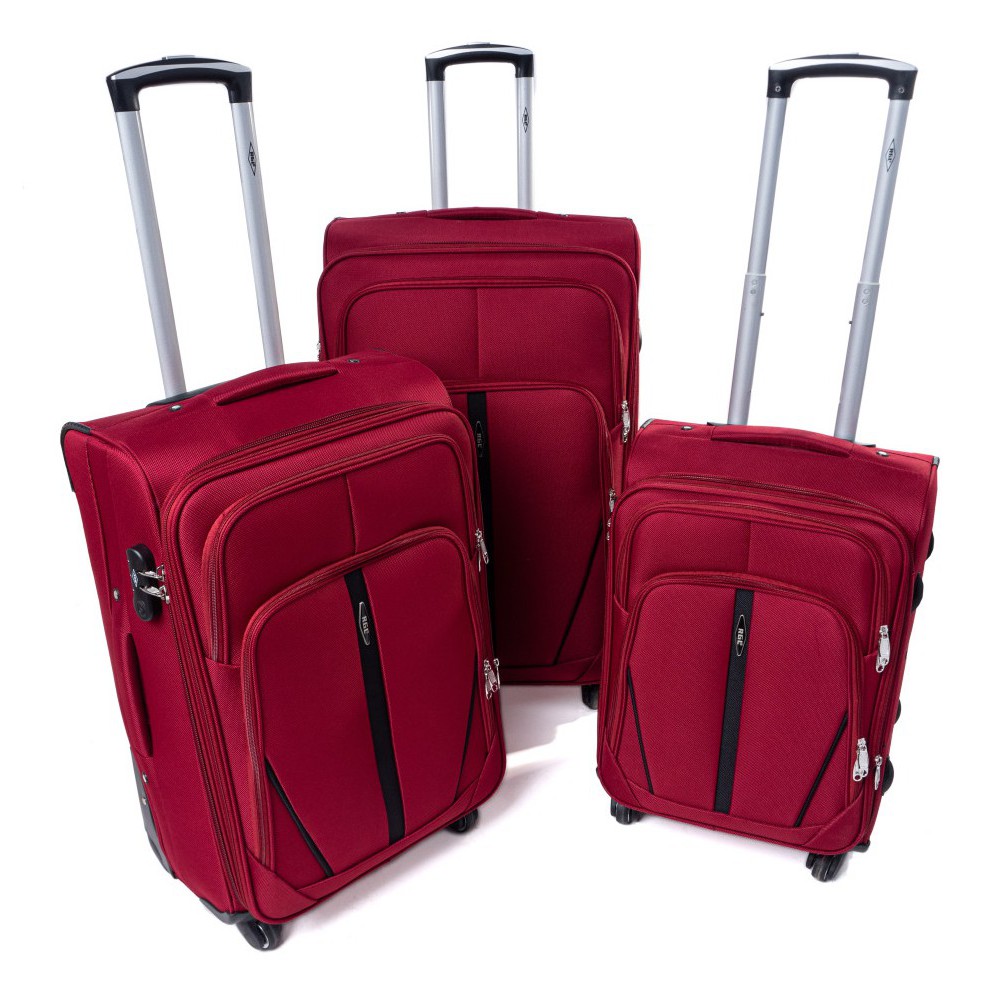 Sötétpiros 3 darabos vízálló bőröndkészlet "Practical" - M, L, XL