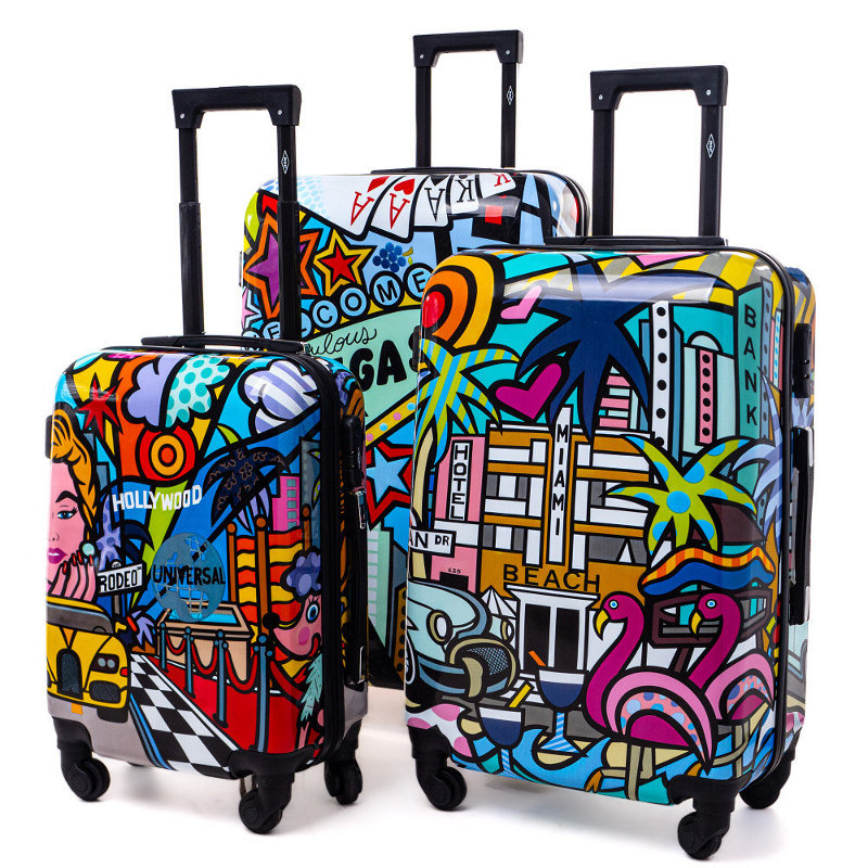 Színes 3 darabos keményfedeles bőröndszett "Las Vegas" - M, L, XL